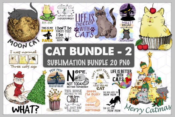 Cat Sublimation Bundle 20 PNG Part 2 Review